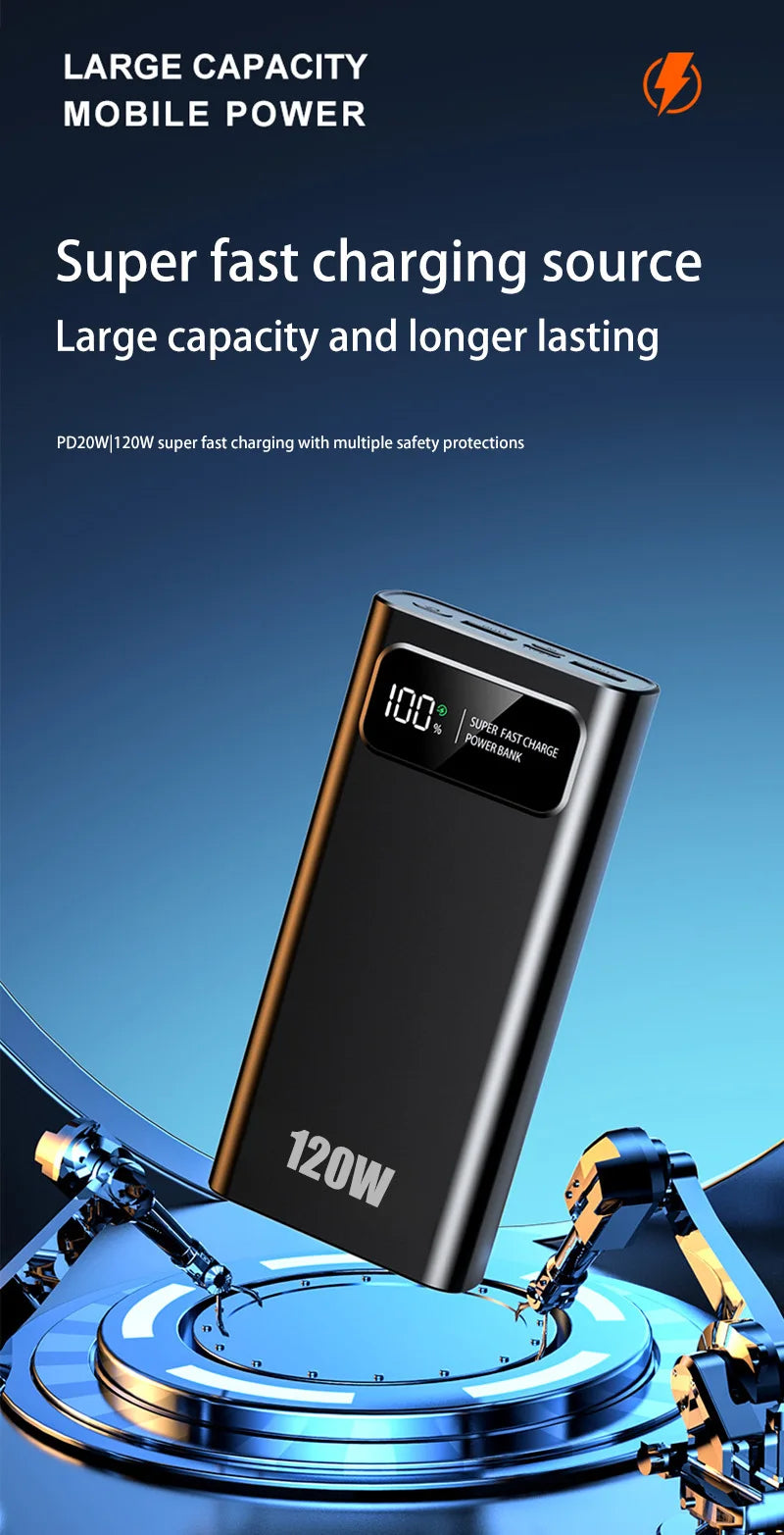 200000mAH 120W Power Bank Super Fast Charging